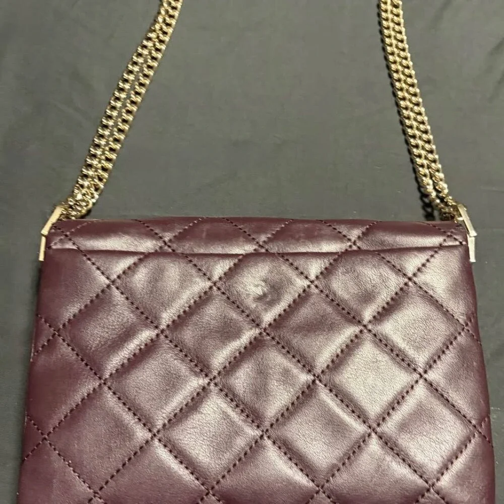 Kate Spade Emerson Place Lenia Quilted Leather Chain Shoulder Bag Plum